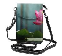 Sac à bandoulière en cuir PU avec imprimé fleurs de lotus pour homme et femme avec bandoulière réglable, Fleur de lotus en bambou, Taille unique