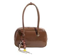 Sac à bandoulière en cuir PU avec pendentif pour femmes filles (marron)