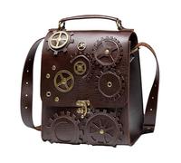 Sac à bandoulière en cuir - PU BASSE CROVE RÉGLABLE PU CASSE - sac vintage de grande capacité pour le stockage clé, tablette pour femme masculine avec 2 compartiments