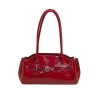 Sac à bandoulière en cuir PU décontracté doux sac à bandoulière tendance pour filles femmes, Rouge, 310x120x160mm/12.2x4.72x6.3inch
