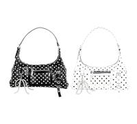 Sac à bandoulière en cuir PU, grand sac sous les bras, fourre-tout à pois pour femmes (blanc)