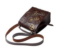 Sac à bandoulière en cuir, sac à bandoulière steampunk réglable, sac à bandoulière avec 2 compartiments pour banque d'alimentation, cartes, tablettes, clés