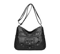 Sac à bandoulière en cuir - Sac à main tendance, grande taille avec design multi-poches, matériau durable avec finition élégante, accessoire de sac à main pour le transport et l'organisation, Noir