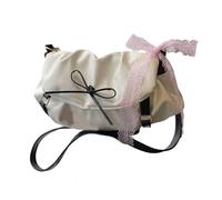 Sac à bandoulière en cuir souple avec nœud papillon et sangle réglable - Petit sac à main pour femmes et filles - Sac à main avec sangle réglable, blanc, One Size