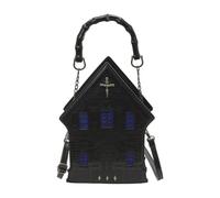 Sac à bandoulière en cuir synthétique avec rivets - Protection contre l'eau - Forme de maison, bleu