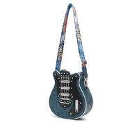 Sac à bandoulière en cuir synthétique avec sangle réglable pour un rangement et une portabilité faciles - Accessoire pour les amateurs de musique, bleu, One Size