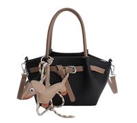 Sac à bandoulière en cuir synthétique avec sangle réglable, sac à main tendance adapté à diverses tenues et saisons style coréen seau, Noir , not include pendant