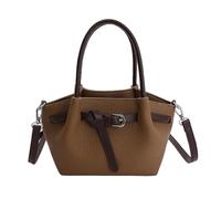 Sac à bandoulière en cuir synthétique avec sangle réglable, sac à main tendance adapté à diverses tenues et saisons style coréen seau, marron, not include pendant