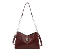 Sac à bandoulière en cuir synthétique de grande capacité avec poignée sur le dessus et bandoulière réglable pour voyage, shopping, travail, usage social quotidien, Rouge, 245*160*90mm