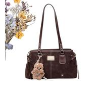 Sac à bandoulière en cuir synthétique, ensemble fourre-tout rétro sous les bras, système de breloques en peluche, style sac à main tendance, usage quotidien, travail, école, shopping, voyage, w nd