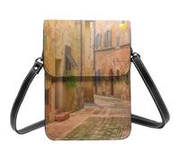 Sac à bandoulière en cuir synthétique imprimé Van in The Beach avec planche de surf pour téléphone portable pour homme et femme avec sangles réglables, Rue à Majorque Espagne Door Road, Taille unique