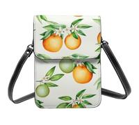 Sac à bandoulière en cuir synthétique imprimé Van in The Beach avec planche de surf pour téléphone portable pour homme et femme avec sangles réglables, Fleurs jaunes et orangers, Taille unique