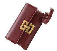 Sac à bandoulière en cuir synthétique pour femme - Petite chaîne - Style coréen - Sac à main de soirée - Style coréen - Sac à bandoulière en cuir PU, Rouge, One Size