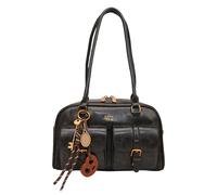 Sac à bandoulière en cuir synthétique PU pour femmes, sac vintage à Boston avec pendentif, pochette unie idéale pour voyager, travailler et un usage quotidien