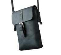 Sac à bandoulière en cuir véritable pour homme, multi-compartiments, sangle en cuir de qualité supérieure, Noir , One Size