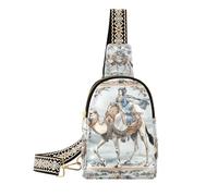Sac à bandoulière en cuir vintage pour femme Motif tribus ethnique chinoise camel, Chinois Ethnique Tribe Camel Femme Vintage, 1 size