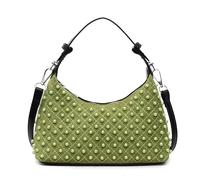 Sac à bandoulière en daim rivet rétro Motocycle Crossbody Sac pour les femmes travail (vert)
