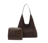 Sac à bandoulière en daim, sac fourre-tout pour femme, sac à main à bandoulière souple avec pochette, sac à main en forme de croissant sur le dessus pour voyage (coffee)