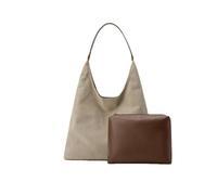 Sac à bandoulière en daim, sac fourre-tout pour femme, sac à main à bandoulière souple avec pochette, sac à main en forme de croissant sur le dessus pour voyage (creamy white)