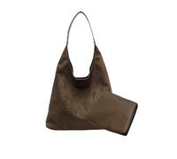 Sac à bandoulière en daim, sac fourre-tout pour femme, sac à main à bandoulière souple avec pochette, sac à main en forme de croissant sur le dessus pour voyage (green)
