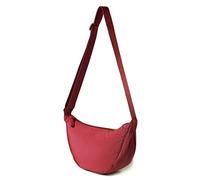 Sac à bandoulière en forme de croissant de nylon pour femmes et hommes - Sac à bandoulière léger, rouge vin, Mignon
