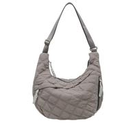 Sac à bandoulière en forme de croissant en nylon pour femme - Sac à main fourre-tout décontracté - Sac à main à raviolis pour l'extérieur et les voyages, Gris C, Medium
