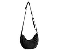 Sac à bandoulière en forme de croissant en nylon pour femme, sac à main tendance pour homme, petit sac banane léger avec fermeture éclair et sangle réglable, sac à bandoulière rond doux pour un usage