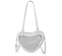 Sac à bandoulière en forme de cœur pour femme Style japonais Sac à bandoulière Sac d'école pour le shopping quotidien, gris, Organiseur de sac