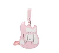 Sac à bandoulière en forme de guitare pour femme - Style punk - Cuir synthétique - Bloque les couleurs - Avec sangle réglable - Sac à main fantaisie pour femme, a, One Size