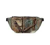 Sac à bandoulière en forme de marguerite et lézard sur une vieille planche en bois - Sac banane décontracté pour le cyclisme, la randonnée - Pour homme et femme, multicolore, Taille unique, Sac à dos