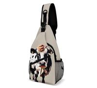 Sac à bandoulière en forme de vache noir et blanc à pois - Sac à dos à bandoulière - Sac de poitrine décontracté - Sac banane - Vache à pois noirs et blancs - 20,3 x 10,2 x 38,1 cm, Vache à pois noirs