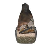 Sac à bandoulière en forme d'écureuil qui vient de se coucher - Sac à bandoulière léger - Sac à dos de sport pour homme et femme - Noir - Taille unique, Comme indiqué sur la photo, Taille unique, Sac