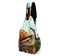 Sac à bandoulière en forme d'escargot mignon - Sac à dos à bandoulière - Sac de poitrine décontracté - Sac banane - Motif escargot mignon - 20,3 x 10,2 x 38,1 cm, Joli escargot., 8 × 4 × 15 inches