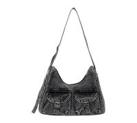 Sac à bandoulière en jean délicat - Léger et pratique - Design intérieur spacieux - Pour un usage quotidien - Sac à bandoulière de voyage organisationnel, Noir , One Size