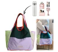 Sac à bandoulière en nylon à la mode, sac à poignée supérieure avec bloc de couleur pour femmes, shopping (jaune)