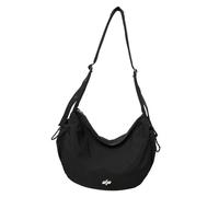 Sac à bandoulière en nylon de grande capacité - Couleur unie - Style décontracté - Pour étudiant - Avec sangle réglable, Noir