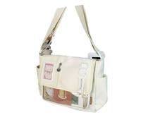 Sac à bandoulière en nylon de style japonais pour les amateurs d'anime et les étudiants, sac à bandoulière de grande capacité pour un usage quotidien, Beau blanc, One Size