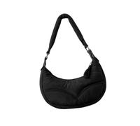 Sac à bandoulière en nylon matelassé avec sangle réglable, sacoche légère et pratique pour femme moderne, accessoire élégant, Noir , One Size