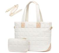 Sac à bandoulière en nylon pour un accès facile au matériel de travail et d'étude, sac à main matelassé adapté pour les étudiants et les étudiants professionnels. Sac en nylon, blanc, One Size