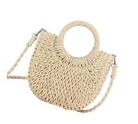 Sac à bandoulière en paille créatif et fonctionnel avec cordon de serrage pour femmes qui adoptent le confort et le style sac de paille pour femme, beige, One Size