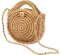 Sac à bandoulière en paille écologique, clair/foncé, en raphia, 22 cm x 5,5 cm