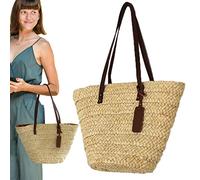 Sac à bandoulière en paille pour femmes, sac fourre-tout de plage d'été, plage tressée à la main avec fermeture éclair, sac fourre-tout à épaule unique pour filles
