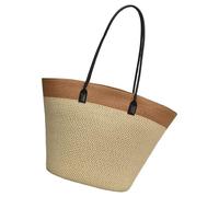 Sac à bandoulière en paille tissée avec design spacieux, sac à main décontracté pour la plage, les vacances et une utilisation quotidienne, Tel que montré