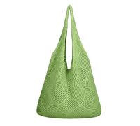 Sac à bandoulière en paille Tressé pour Femmes, Grand Sac de plage, Sacs Cabas en Raphia Tressé Femme été, Style bohème, Léger Sacs Fourre-Tout pour les vacances, le shopping, le quotidien (Vert)