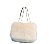 Sac à bandoulière en peluche grande capacité for femme, couleur vive, hiver, sac sous les bras fausse fourrure, fourre-tout(Beige)
