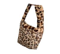 Sac à bandoulière en peluche imprimé léopard for femmes, sac main rétro chaud de grande capacité, sacoche décontractée, 1/2 pièces Pour Femmes(Brown)