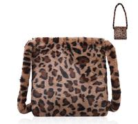 Sac À Bandoulière en Peluche Léopard 1 Pièce Sac de Messager Leopard en Peluche Sac Fourre-tout en Peluche Léopard Y2K Sac de Messager Léopard de Mode pour Rencontres Travail Voyage