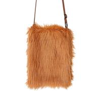 Sac à bandoulière en peluche marron années 80 - sac à main en néon blanc