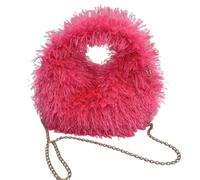 Sac à Bandoulière en Peluche Mignon Fashion Sac à Bandoulière à Chaîne Sac à Main en Peluche Couleur Unie Petit Automne Hiver Fourre-Tout en Peluche pour Femmes Filles Shopping Voyages école