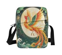 Sac à bandoulière en polyester avec motif paysage de phénix chinois, 16,8 x 23,9 x 6,3 cm, multi-compartiments pour le quotidien, l'extérieur, les voyages, l'école et le cadeau décontracté